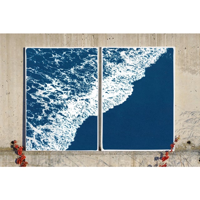 This is an exclusive handprinted limited edition cyanotype. "Deep Blue Sandy Shore" is a minimal cyanotype diptych that...