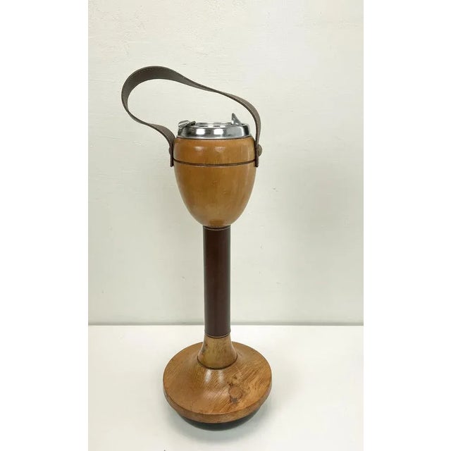 Mid-Century Danish Wood and Leather Standing Ashtray, 1970s For Sale - Image 13 of 13