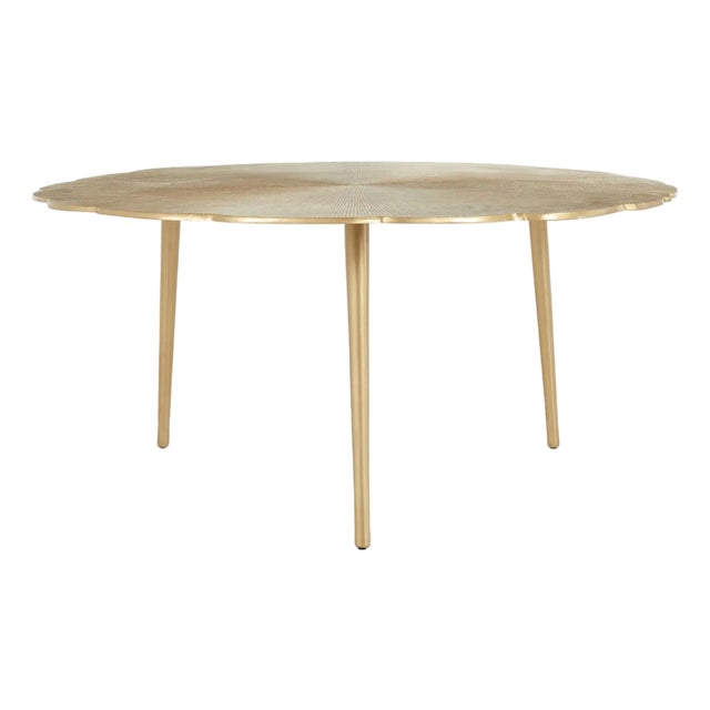 Scalloped Sunburst Brass Modern Deco Coffee Table For Sale