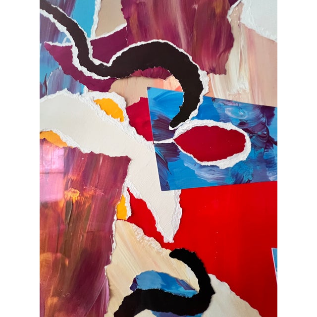 This is an original 36" x 24" mixed-media abstract collage from the artist's early career. Because her profile has grown...