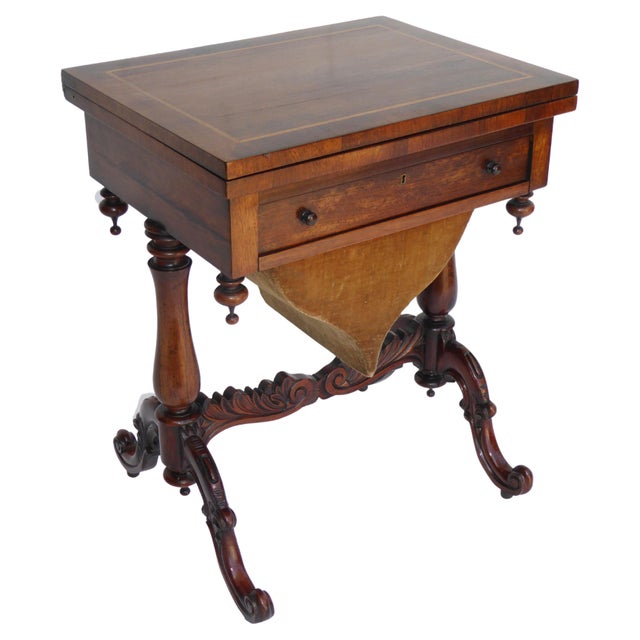 Brown 19th Century Victorian English Rosewood Games Table For Sale - Image 8 of 8