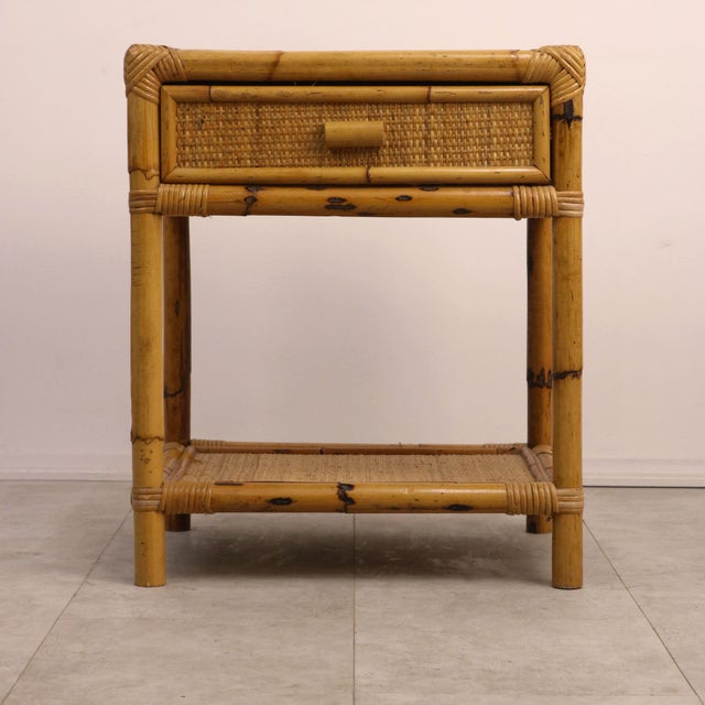 1970s Mid-Century Bamboo, Wicker and Rattan Nightstands, Italy, 1970s, Set of 2 For Sale - Image 5 of 6