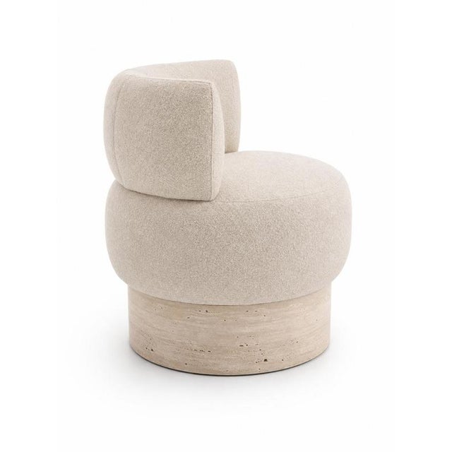 Contemporary Rab Chair in Wool and Travertine by Christophe Perichon For Sale - Image 3 of 7
