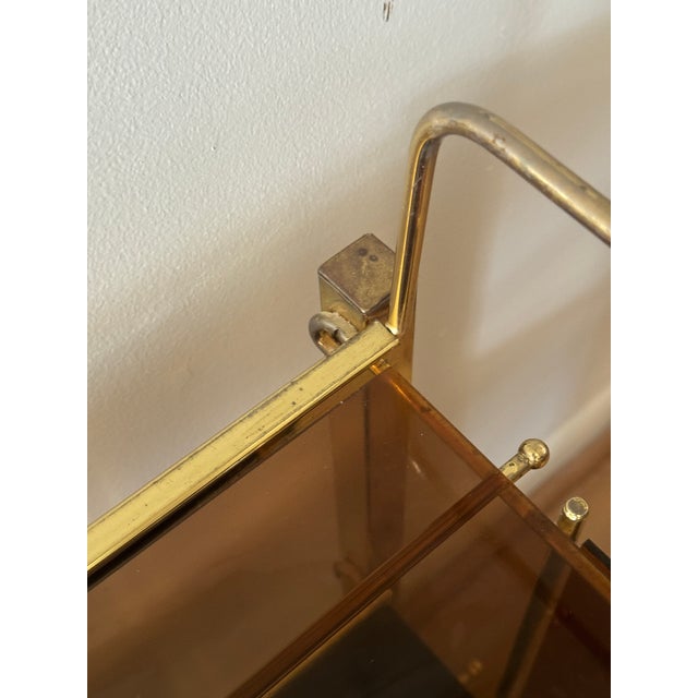 Metal Vintage Gold-Tone Metal and Plastic Three-Tier Bar Cart For Sale - Image 7 of 12