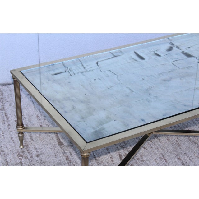 Silver 1950s Mid-Century Modern French Brass Coffee Table For Sale - Image 8 of 9