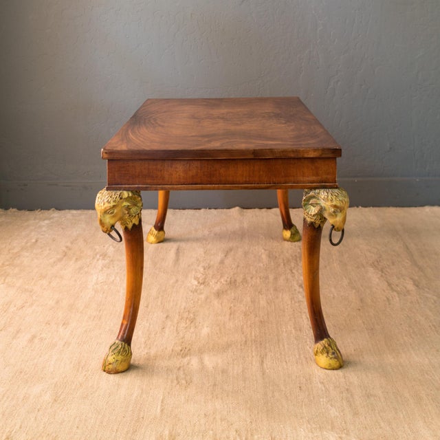 Wood Giltwood Rams Head and Hoofed Saber Leg Burlwood Coffee Table For Sale - Image 7 of 18