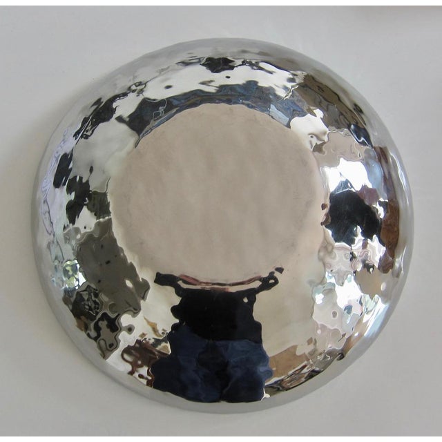 1970s Large Bowl in Hammered Chrome Steel, Italy, 1980s For Sale - Image 5 of 6