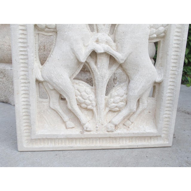 Italian Carved and Pierced Italian Limestone Plaque of Rampant Ibex For Sale - Image 3 of 12