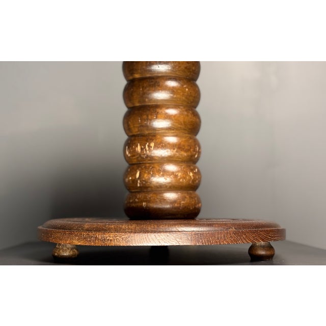 Wood Chunky Low Turned Wood Brutalist Side Table in the style of Charles Dudouyt, 1950s For Sale - Image 7 of 17