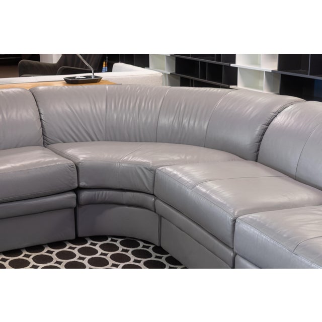 Postmodern Vintage Postmodern 4pc Curving Gray Leather Sofa Sectional For Sale - Image 3 of 7