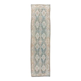 Designed Antique Persian Malayer Wool Runner Handmade in Light Blue For Sale