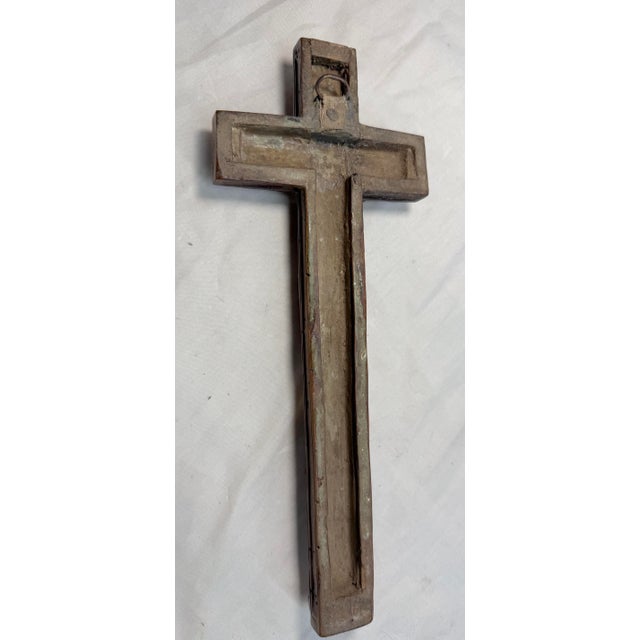 Antique 1700's Hand Carved Wood Religious Jesus Christ Crucified Cross Sculpture For Sale - Image 14 of 14