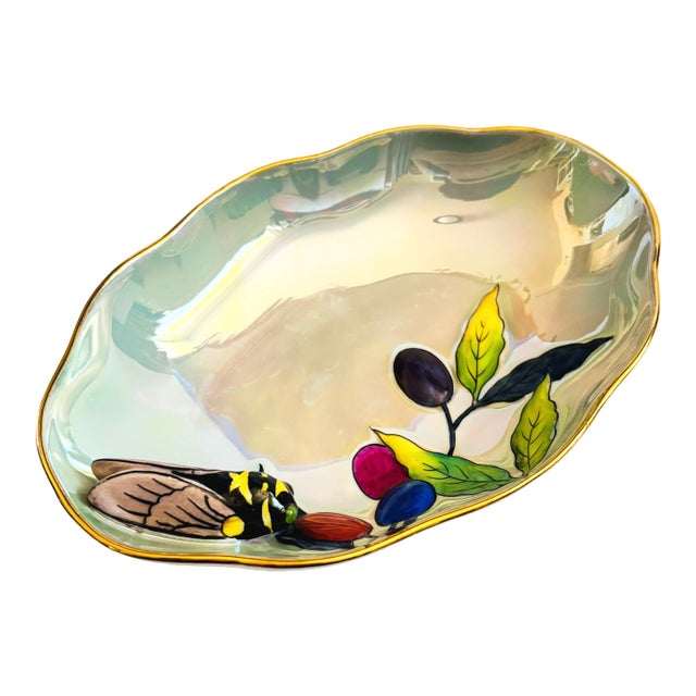 Noritake Lusterware Art Porcelain Bowl With Cicada For Sale