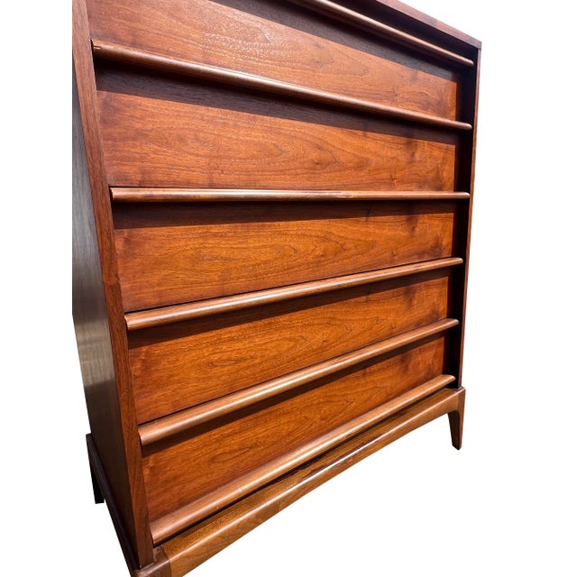 Wood Mid Century Modern Vintage Lane Rhythm Tall Highboy Dresser For Sale - Image 7 of 10