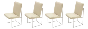 Set of 4 Vintage Mid Century Chrome "Thin Line" Dining Chairs by Milo Baughman
