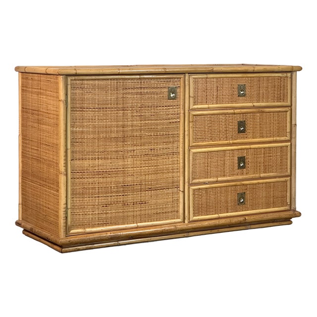 Wicker and Bamboo Sideboard by Dal Vera, 1977 For Sale