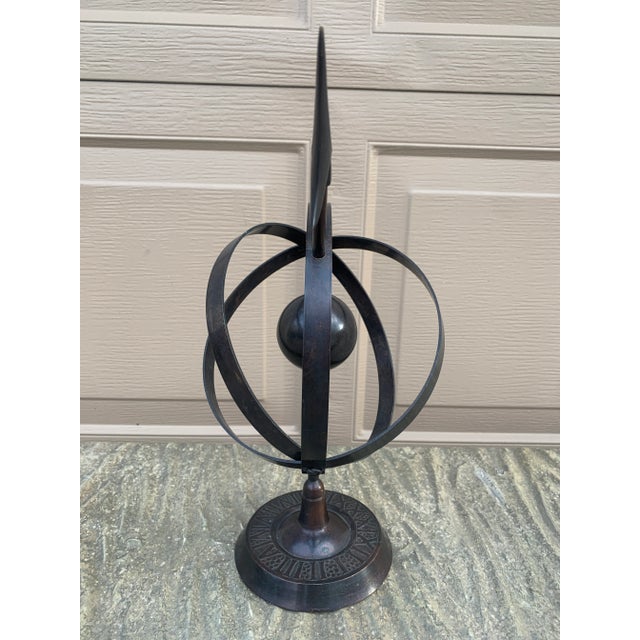 Black Iron Armillary Globe Sculpture – Traditional Landscape & Garden Decor For Sale In South Bend - Image 6 of 8