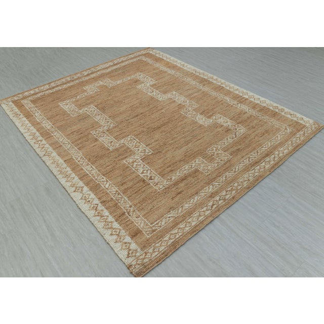 6x9Ft. Natural Brown Cream Jute Taureg Inspired Soumek Jute Hand Woven Rug For Sale - Image 11 of 12