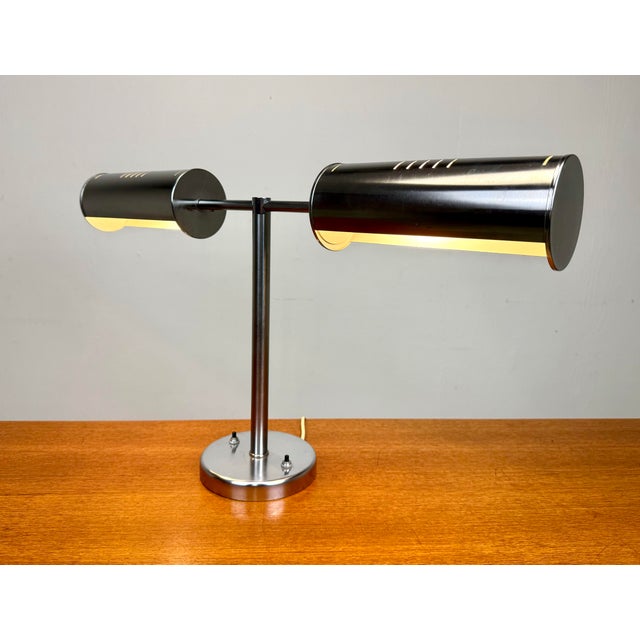 Nessen Studio 1960’s Mid Century Modern Greta Von Nessen Two-Arm Desk Lamp in Brushed Steel For Sale - Image 4 of 12