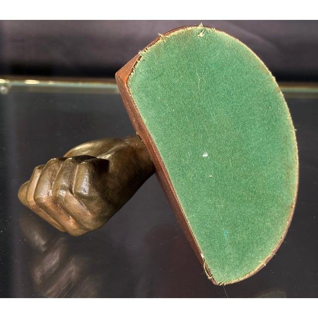 Vintage Cast Bronze Thumbs Up Sculpture on Wood Base c.1950s For Sale In Providence - Image 6 of 6