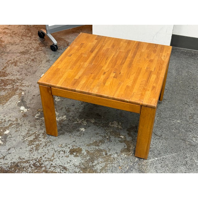 Modernist Butcher-Block Oak Side Table, Vintage For Sale - Image 10 of 12