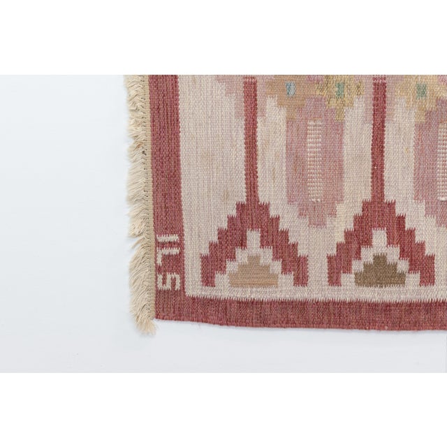 Swedish Kilim Rug in Tones of Red, 1960 For Sale - Image 6 of 7