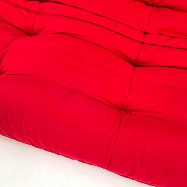Set of Red 3-Seater Togo Sofa & Ottoman by Michel Ducaroy for Ligne Roset, 1970s For Sale - Image 11 of 17