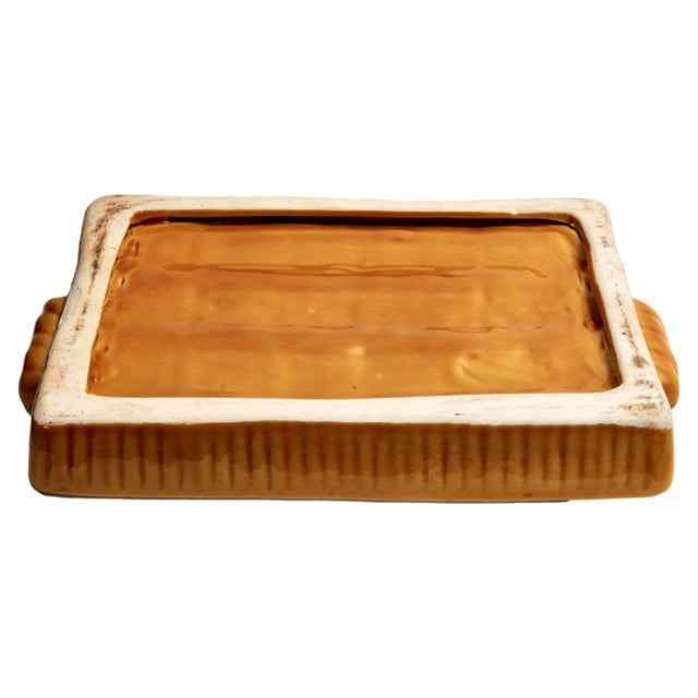 Majolica Vintage Mid-Century French Majolica Cheese Dish For Sale - Image 4 of 5