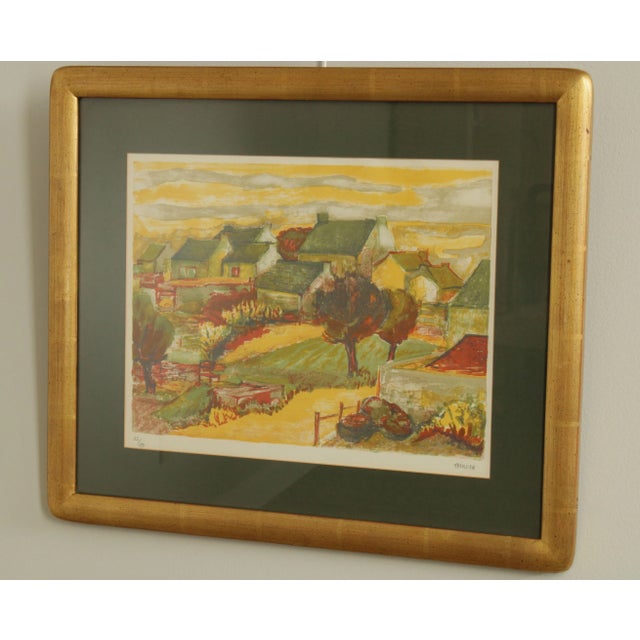 1960s Eliane Thiollier French Country Village Framed Lithograph For Sale - Image 5 of 13