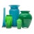 Saturated Blue & Green Cased Glass Vase Curation - Group of 5 For Sale
