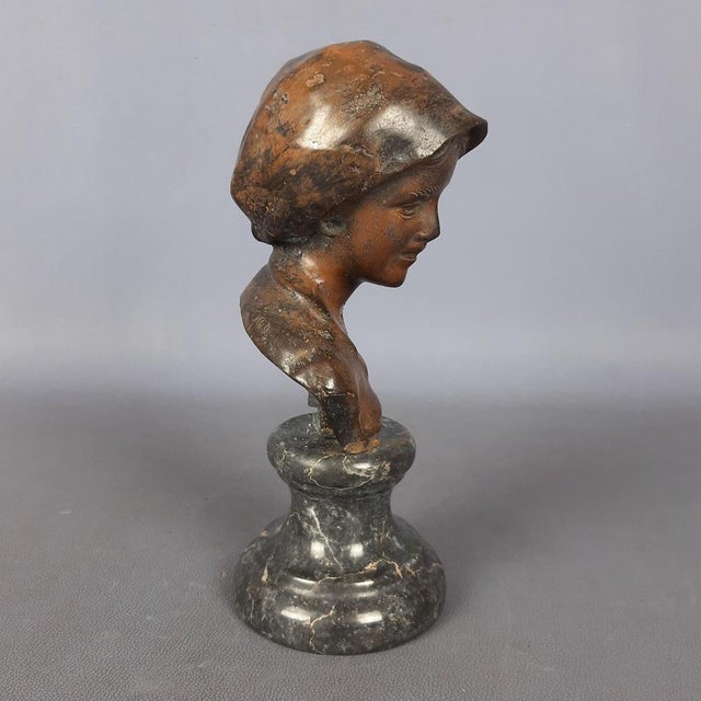 Bronze Bust of Peasant by Vincenzo Cinque, Early 1900s For Sale - Image 3 of 15