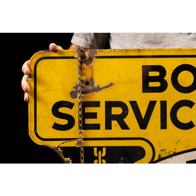 Yellow 1920s–1930s Chicago Motor Club Aaa Double-Sided Porcelain Sign For Sale - Image 8 of 9