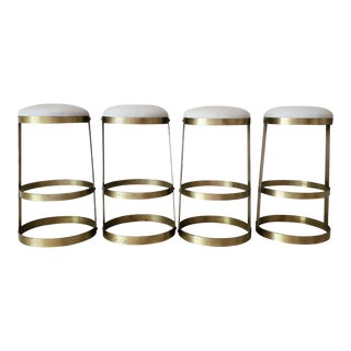 Noir Dior Bar Stools in Custom Kravet Leather Seats - Set of 4 For Sale