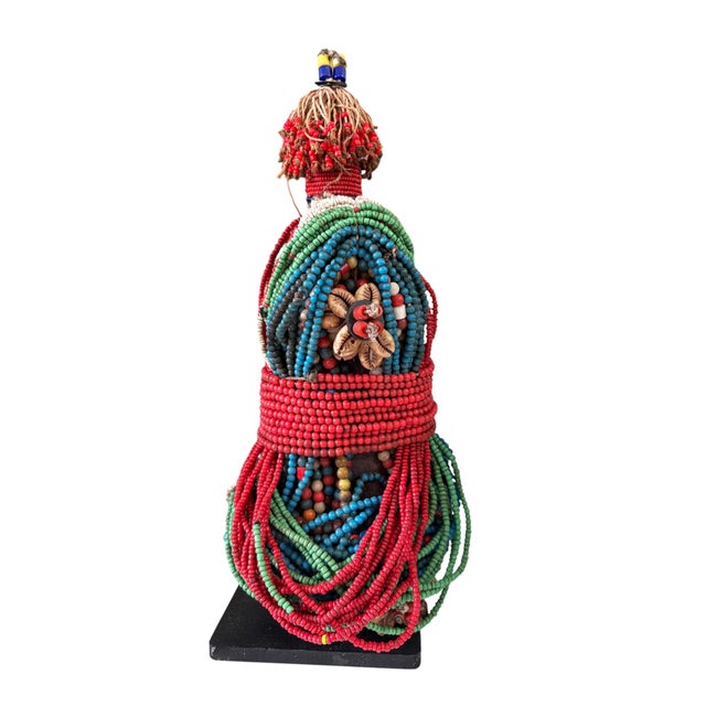 Vintage African Beaded Namji Fertility Doll Cameroon W/Stand 11.5" H For Sale In New York - Image 6 of 8