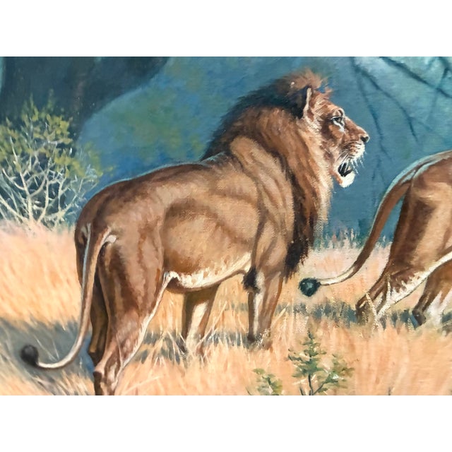Safari Mid 20th Century Walter J. Wilwerding Oil Painting For Sale - Image 3 of 12