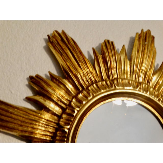 Gold Vintage Italian Gilt Sunburst Mirror For Sale - Image 8 of 14