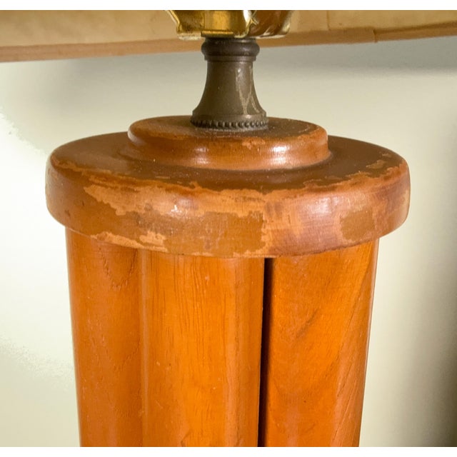 Wood Coastal / Regency Faux Bamboo Table Lamps With Natural Fiber Shades - A Pair For Sale - Image 7 of 9