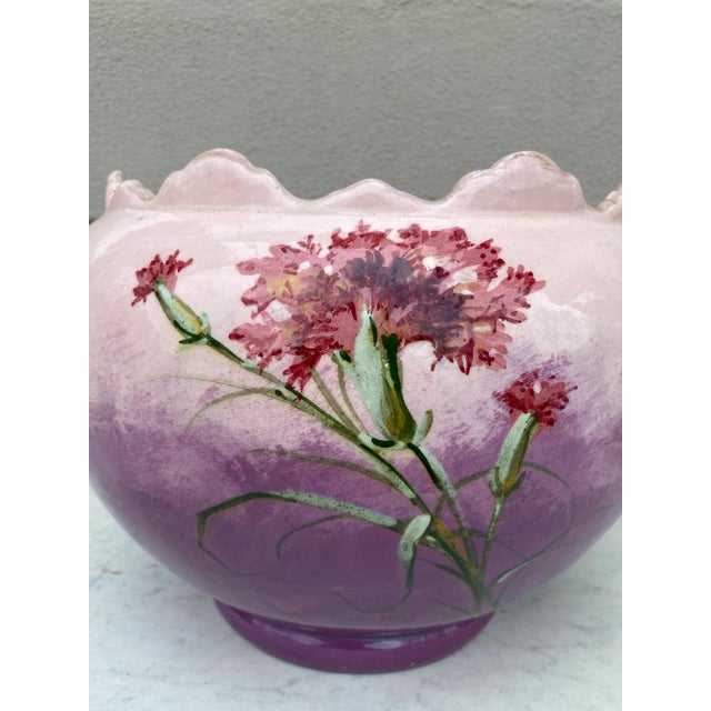 Jerome Massier French Majolica Carnation Cache Pot Jérôme Massier, Circa 1890 For Sale - Image 4 of 8
