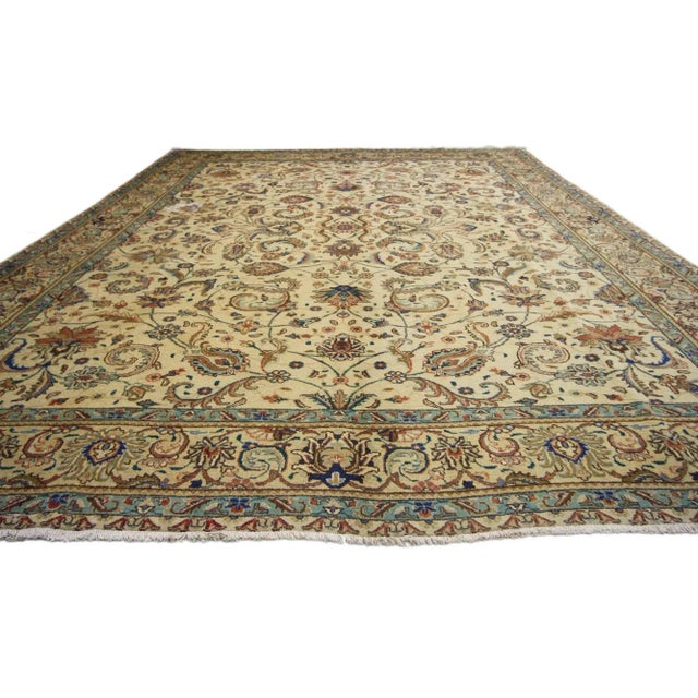 Vintage Persian Tabriz Rug - 09'06 X 12'10 For Sale - Image 4 of 10