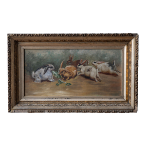 Bunny Rabbits Genre Painting, American School, 19th Century