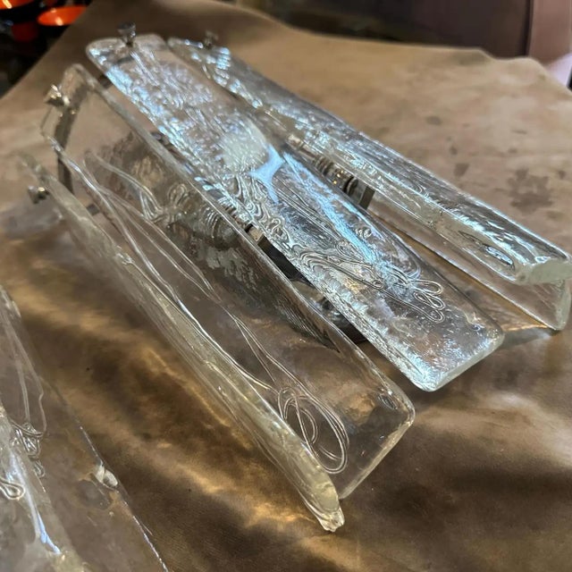 Glass Two 1970s Space Age Murano Glass and Steel Wall Sconces by La Murrina For Sale - Image 7 of 17