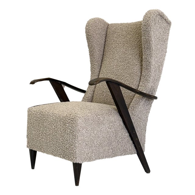 Vintage Lounge Chair in Beige Loop by Melchiorre Bega, 1950s For Sale
