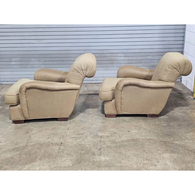 Pair of Baker Upholstered Club Armchairs Lounge Chairs With Matching Pillows For Sale In Cleveland - Image 6 of 7