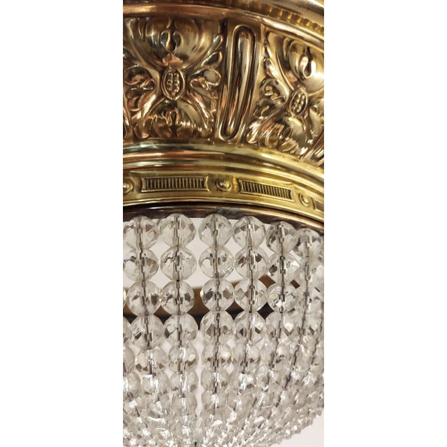 Czech Brass and Crystals Ceiling Lamp, 1900s For Sale - Image 6 of 17