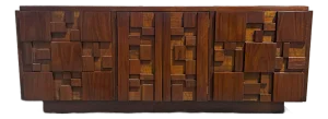 1970s Lane Stacatto Brutalist Long Chest Manner of Paul Evans
