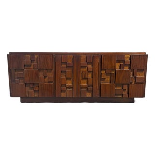 1970s Lane Stacatto Brutalist Lonmg Chest Manner of Paul Evans For Sale