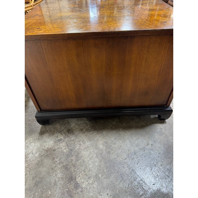 Brown Vintage Asian Style Burlwood Nightstands - A Pair For Sale - Image 8 of 9