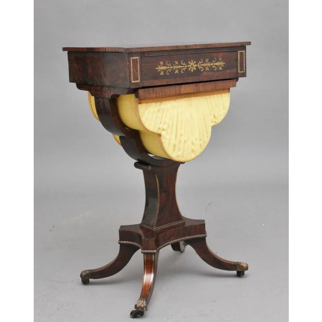 19th Century Rosewood and Brass Inlaid Worktable For Sale - Image 13 of 14