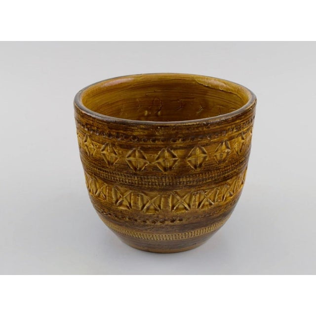Ceramic Two Aldo Londi for Bitossi Ceramic Mustard Flower Pots For Sale - Image 7 of 8