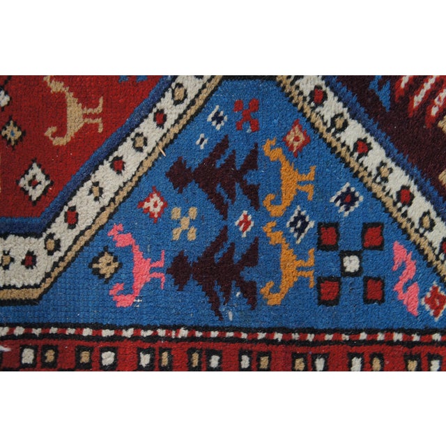 Hand Knotted Wool Geometric Diamond Medallion Tribal Animal Rug Runner 3' X 12' For Sale - Image 10 of 14